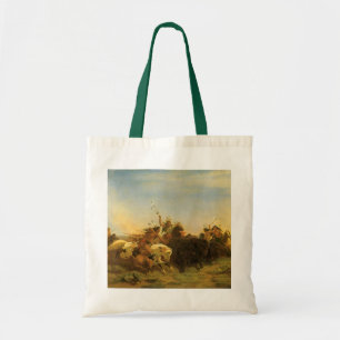 Vintage American West Art, Buffalo Hunt by Wimar Tote Bag