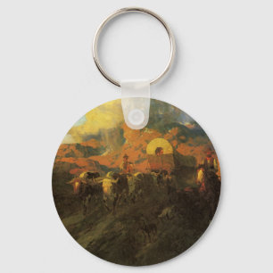 Vintage American West, Overland Trail by Johnson Key Ring