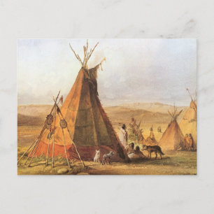 Vintage American West, Teepees on Plain by Bodmer Postcard