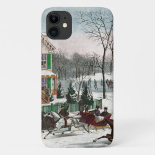 Vintage American Winter Scene iPhone 11 Case