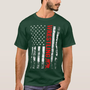 Vintage American Wrestling  US Flag Wrestler Men W T-Shirt