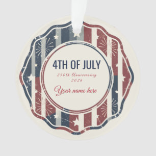 Vintage Americana 4th of July Patriotic Badge  Ornament