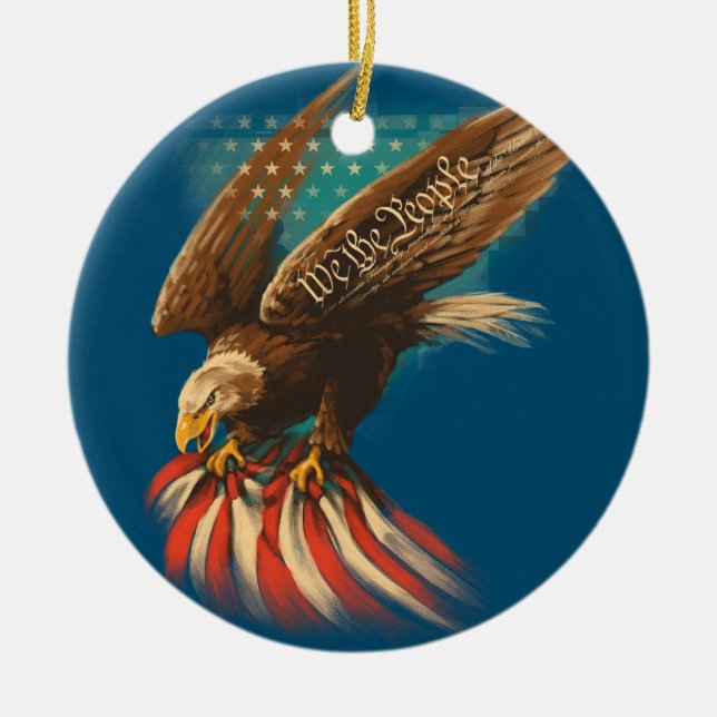 Vintage Americana Ceramic Tree Decoration (Front)