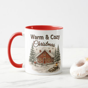 Vintage Americana Christmas Rustic Cabin Holiday Mug