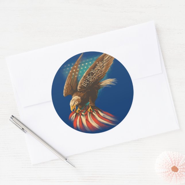 Vintage Americana Classic Round Sticker (Envelope)