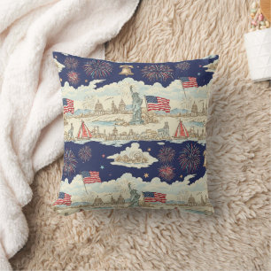 Vintage Americana Fireworks Scenic (1) Cushion