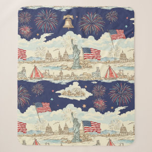 Vintage Americana Fireworks Scenic (1) Sherpa Blanket