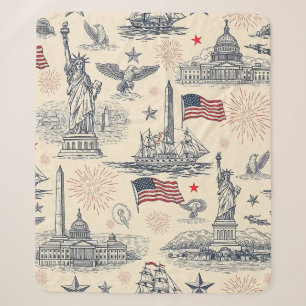 Vintage Americana Fireworks Scenic (2) Sherpa Blanket