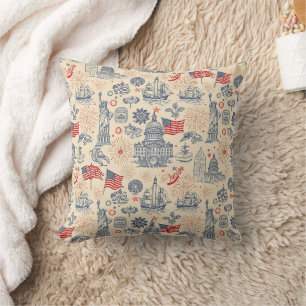 Vintage Americana Fireworks Scenic (3) Cushion