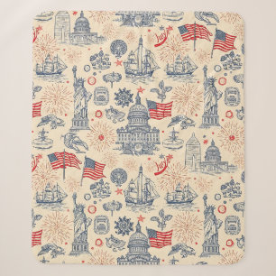 Vintage Americana Fireworks Scenic (3) Sherpa Blanket