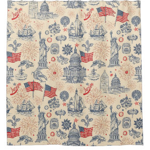 Vintage Americana Fireworks Scenic (3) Shower Curtain