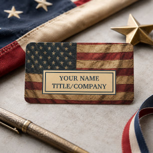 Vintage Americana Flag Company Name  Business Card
