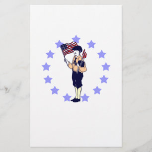 Vintage Americana July 4 Flag and Fireworks Flyer