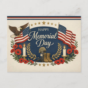 Vintage Americana Memorial Day Holiday Postcard