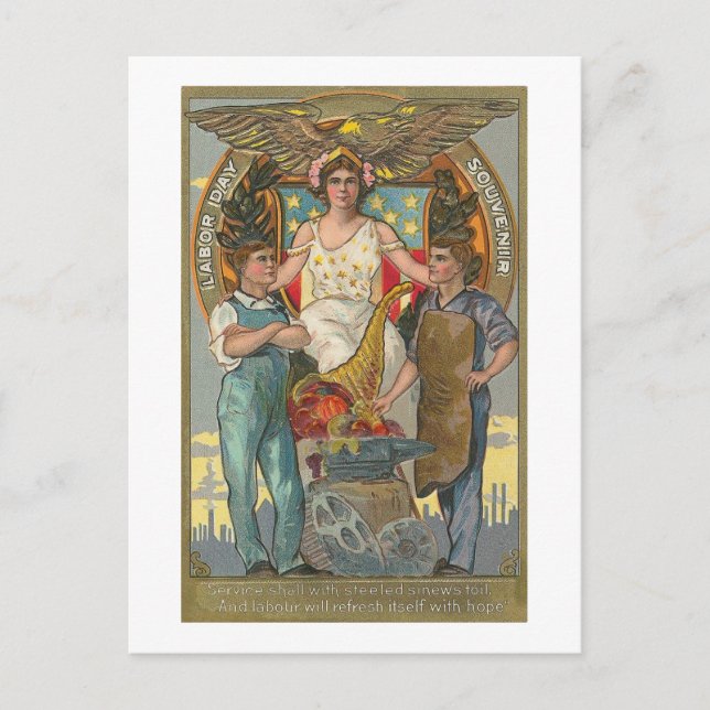 Vintage Americana Patriotic Labour Day  Postcard (Front)