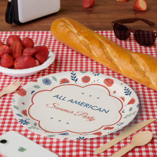 Vintage Americana Patriotic Paper Plate