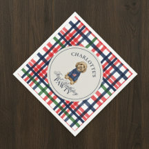 Vintage Americana Plaid Doodle Dog First Birthday