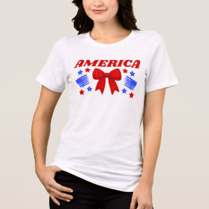 Vintage Americana Red Gingham Bow Tri-Blend Shirt