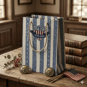 Vintage Americana Stars Stripes Pattern ID1306 Medium Gift Bag