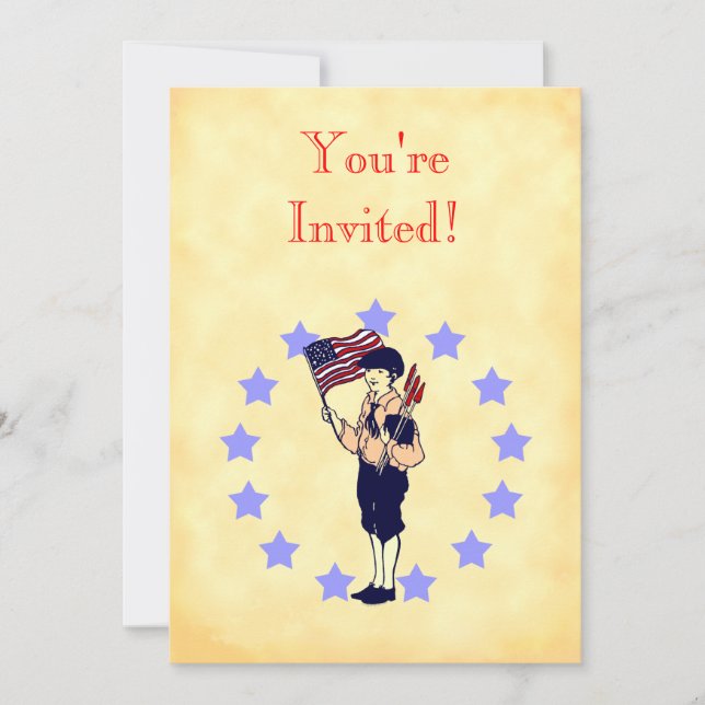 Vintage Americana US Flag Custom Party Invitations (Front)