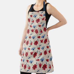 Vintage Americana Watercolor Floral Apron