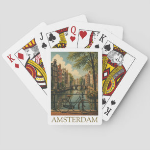 Vintage Amsterdam Canal Bicycle Retro Travel Playing Cards