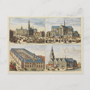 Vintage Amsterdam churches Postcard
