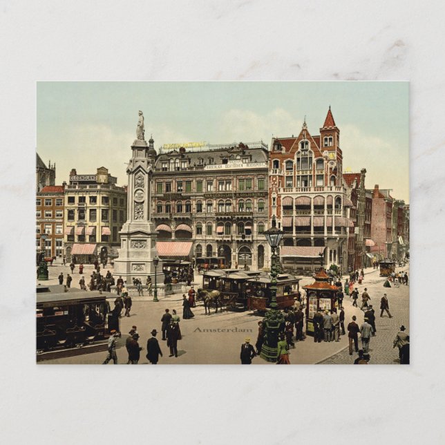 Vintage Amsterdam cityscape photograph, Postcard (Front)