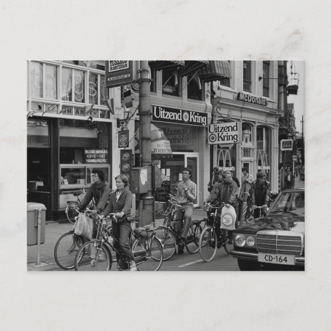 Vintage Amsterdam Holland Bikers Postcard (Front)