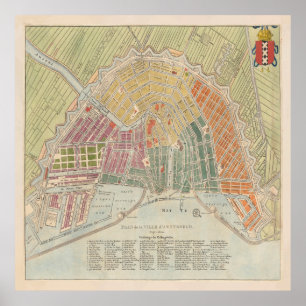 Vintage Amsterdam Map (1835) Poster