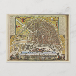 Vintage Amsterdam map Postcard