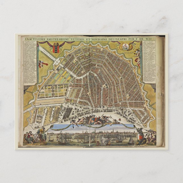 Vintage Amsterdam map Postcard (Front)