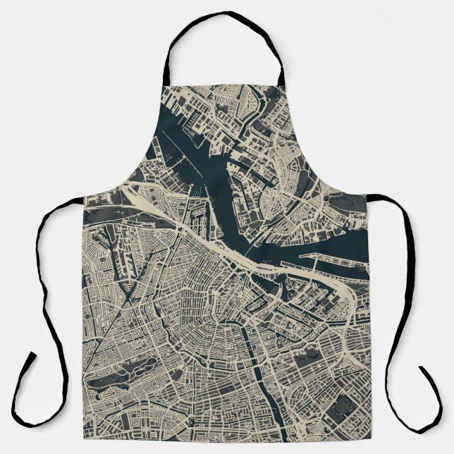Vintage Amsterdam Map: Retro Minimalist Apron (Front)