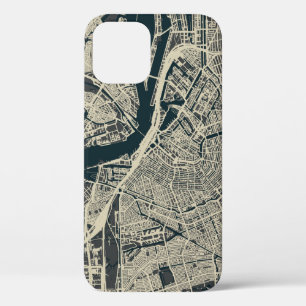 Vintage Amsterdam Map: Retro Minimalist iPhone 12 Case