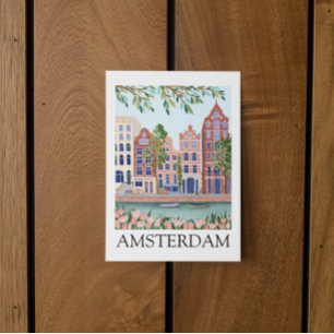 Vintage Amsterdam Netherlands Architecture Floral Postcard