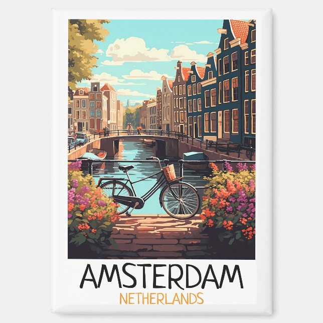 Vintage Amsterdam Netherlands Painting Magnet (Front)
