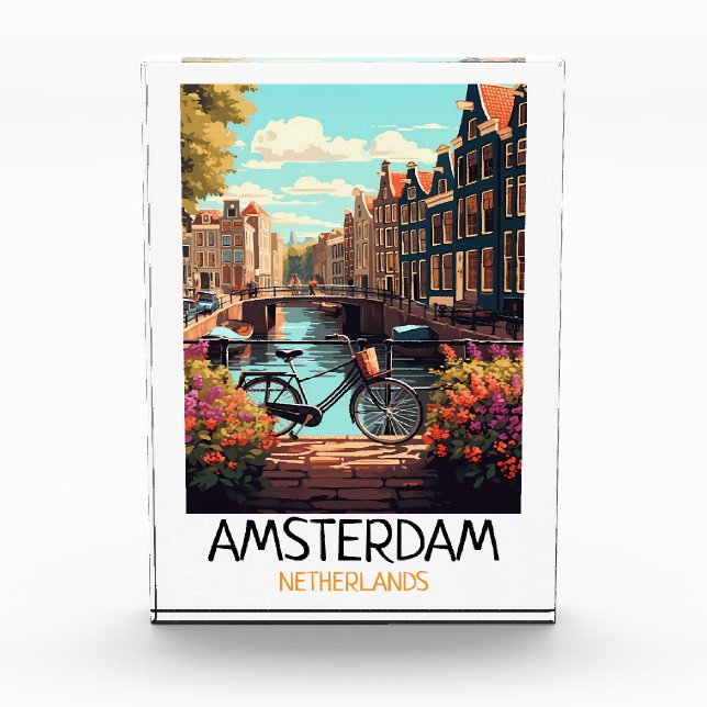 Vintage Amsterdam Netherlands Painting Photo Block (Front)