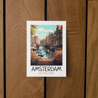 Vintage Amsterdam Netherlands Painting Postcard