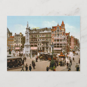 Vintage Amsterdam, Trams in the Dom Plat Postcard