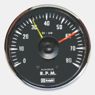 Vintage Analogue Auto Tachometer Glossy Sticker