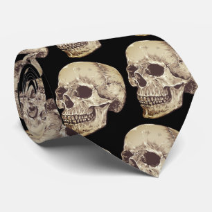 Vintage Anatomic Skulls on Black Neck Tie