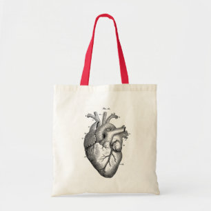 Vintage Anatomical Drawing Human Heart Tote Bag