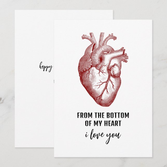 Vintage Anatomical Heart Valentine's Day Card (Front/Back)