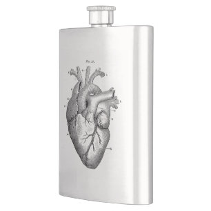 Vintage Anatomical Human Heart Classic Flask