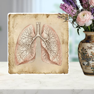 Vintage Anatomical Lungs Illustration Sketch Tile
