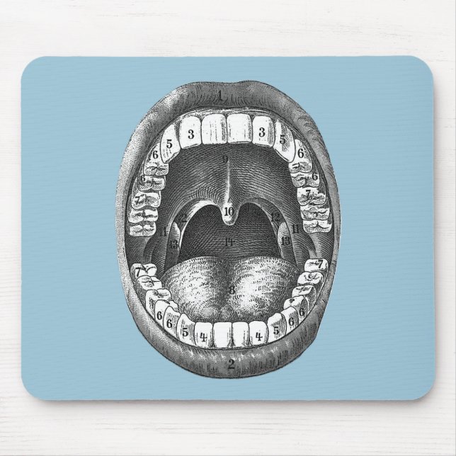 Vintage Anatomical Mouth Mouse Mat (Front)