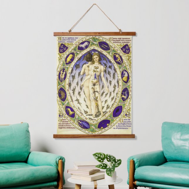  Vintage Anatomical Zodiac Man Hanging Tapestry (Living Room)