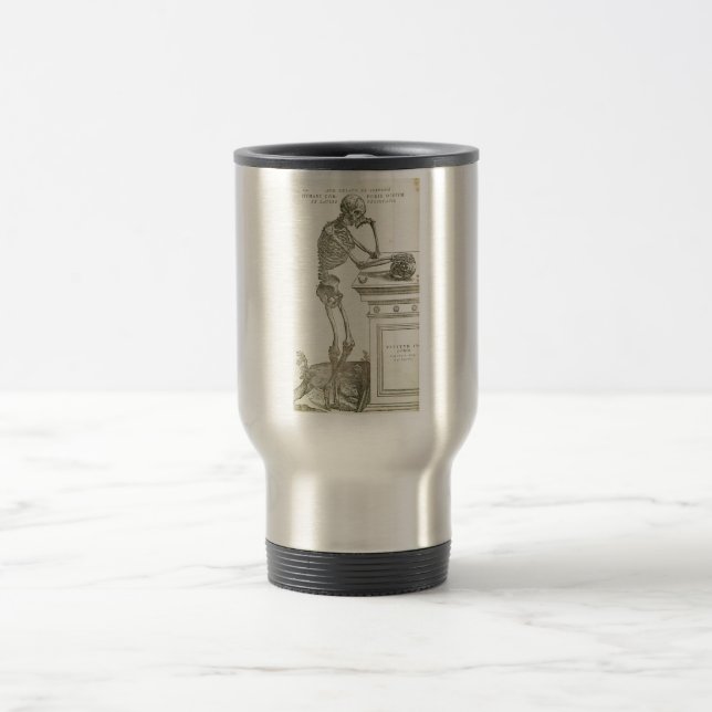 Vintage Anatomy Andreas Vesalius Skeleton Travel Mug (Center)