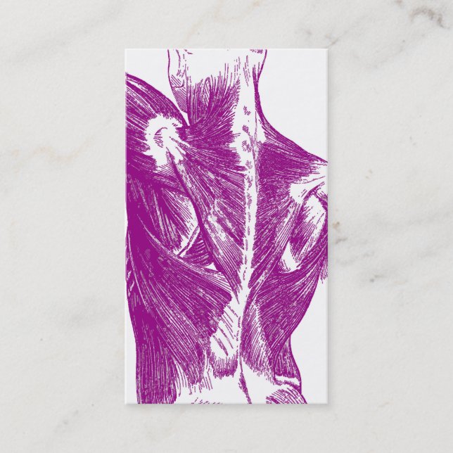 Vintage Anatomy | Back Muscles | Purple Business Card (Front)