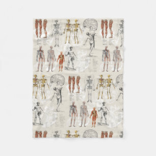 Vintage Anatomy Biology Illustrations Fleece Blanket
